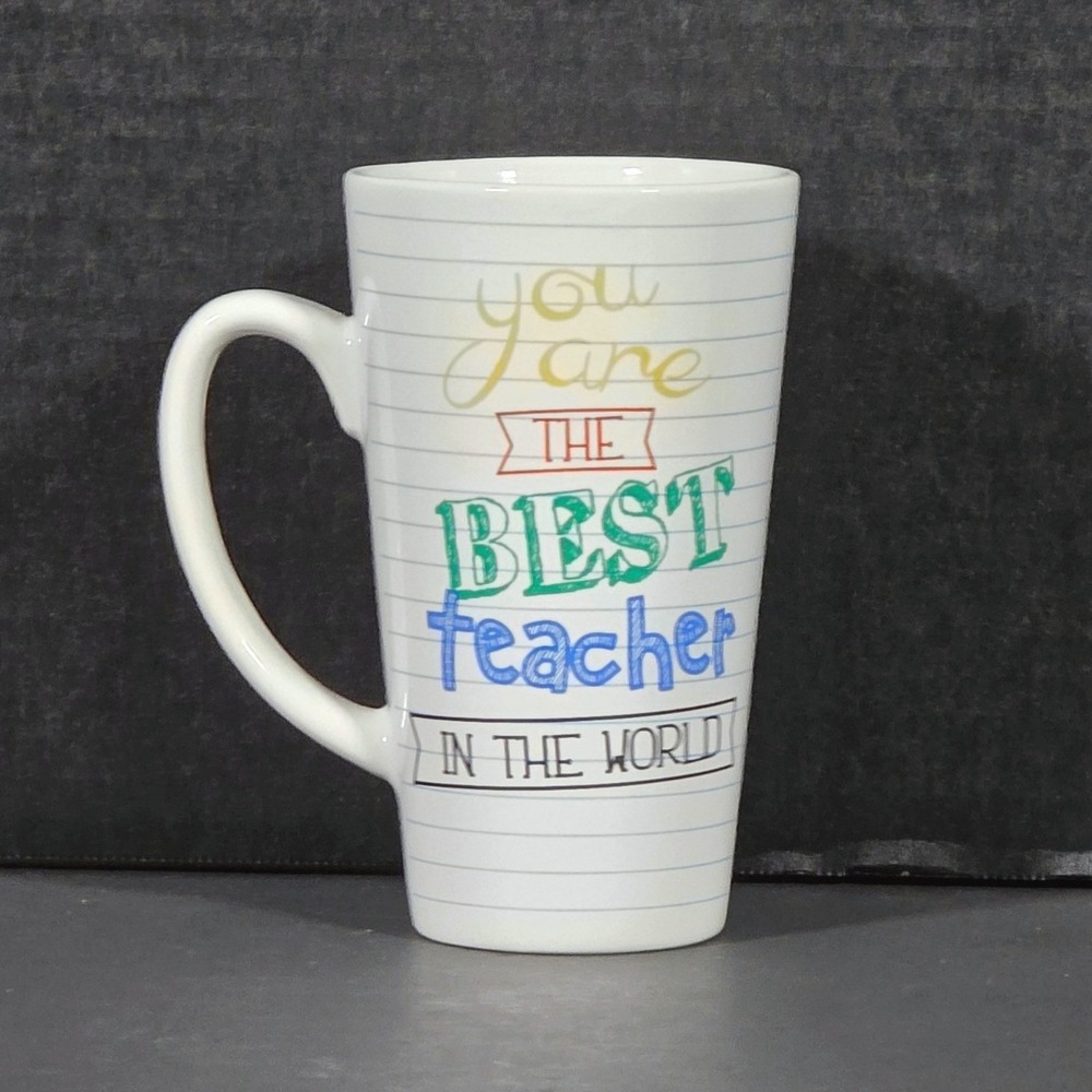 Bay Island Best‎ Teacher In The World Tall Ceramic Mug White Notebook Lined 2019 - Picture 3 of 5